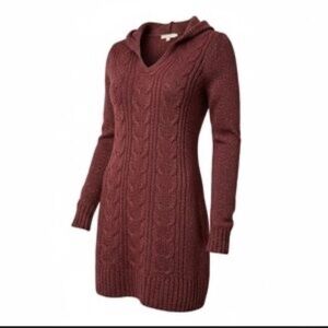 St. John's Bay Women's V-Neck Cable Knit Sweater - Burgundy